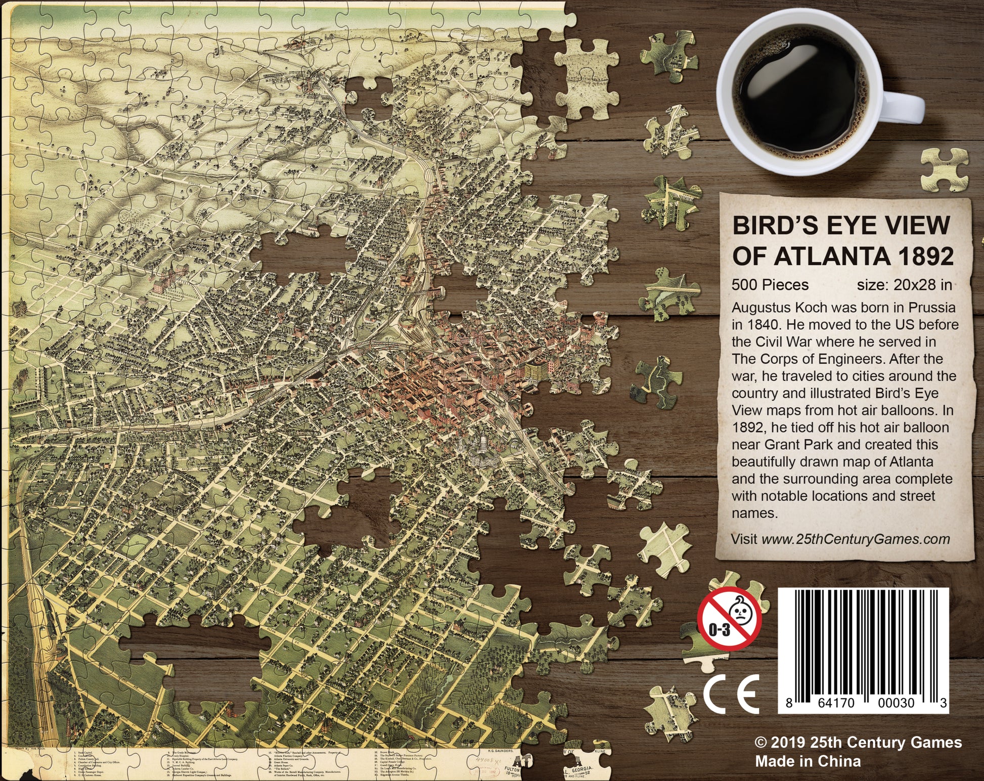 1892 Bird's Eye Map of Atlanta Puzzle-2