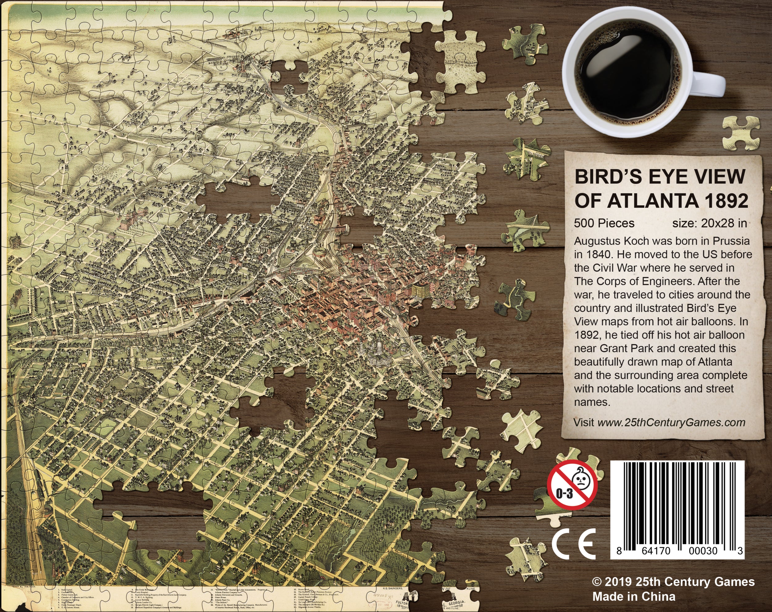 1892 Bird's Eye Map of Atlanta Puzzle
