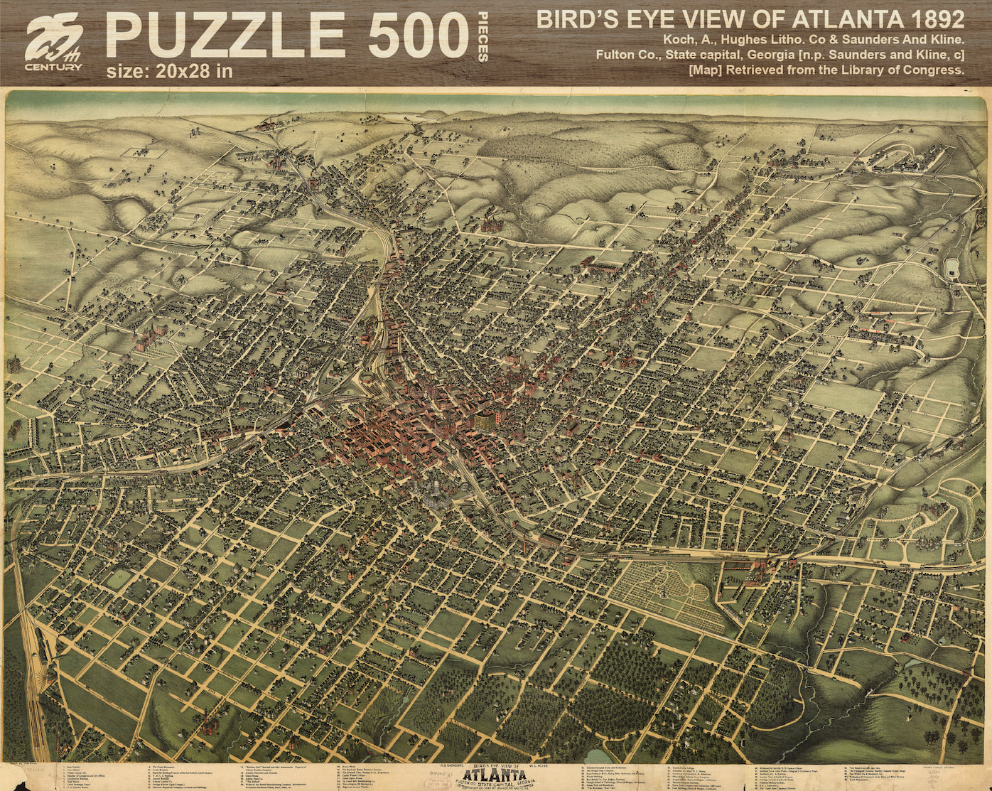 1892 Bird's Eye Map of Atlanta Puzzle